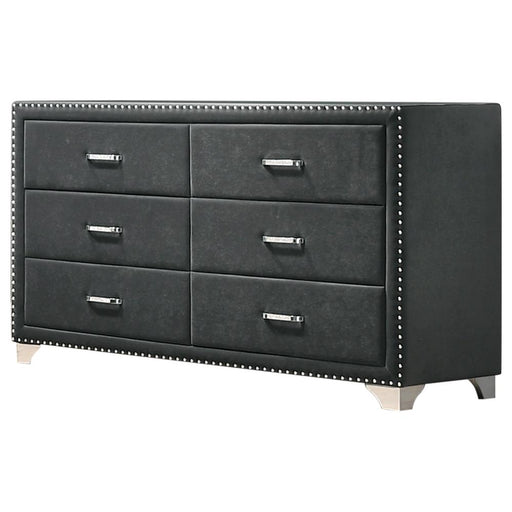 Melody 6-drawer Upholstered Dresser Grey image