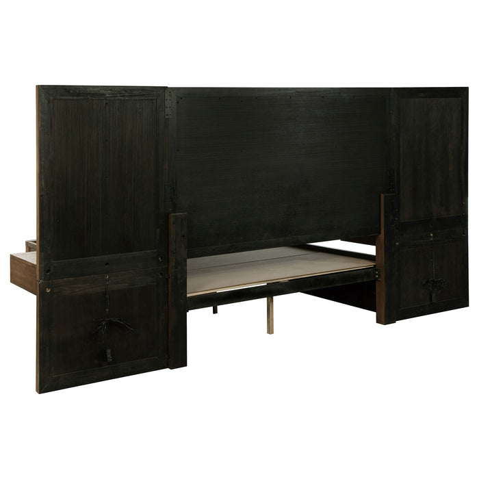 Terrace Wall Panel Platform Storage Bed with Attached Nightstands