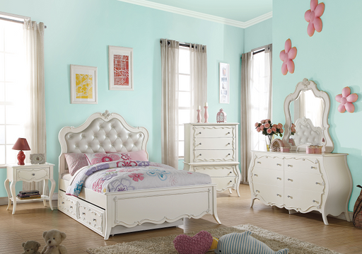 Edalene PU & Pearl White Twin Bed image