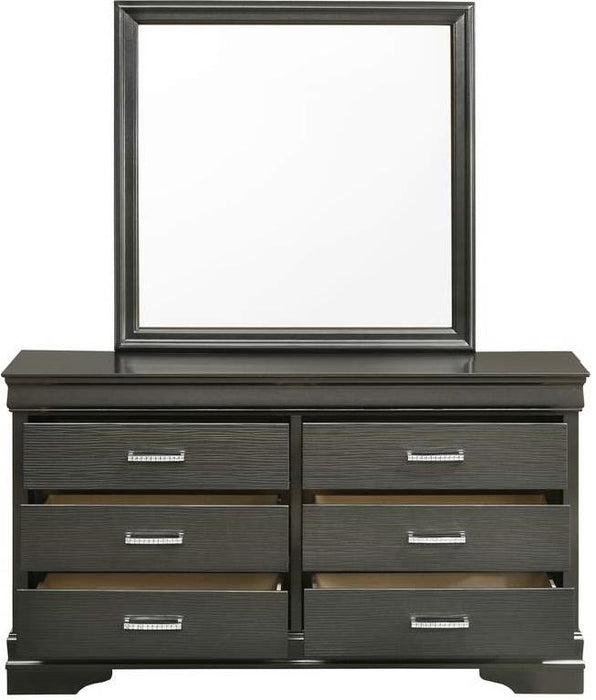 Galaxy Home Brooklyn 6 Drawer Dresser in Metallic Grey GHF-733569231058