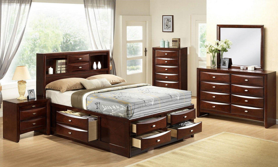 Galaxy Home Emily King Storage Bed in Cherry GHF-808857672506