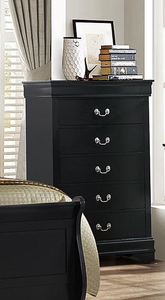 Galaxy Home Louis Phillipe 5 Drawer Chest in Black GHF-808857764218 image