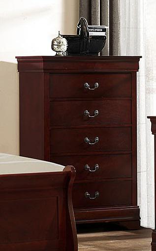 Galaxy Home Louis Phillipe 5 Drawer Chest in Cherry GHF-808857729255 image