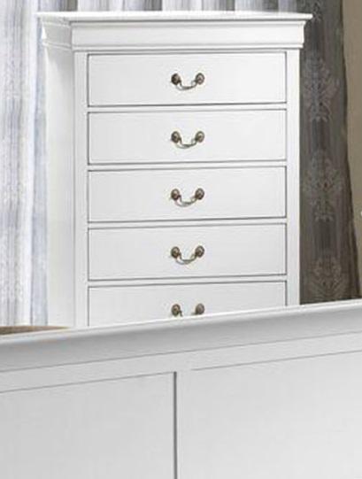 Galaxy Home Louis Phillipe 5 Drawer Chest in White GHF-808857597380 image