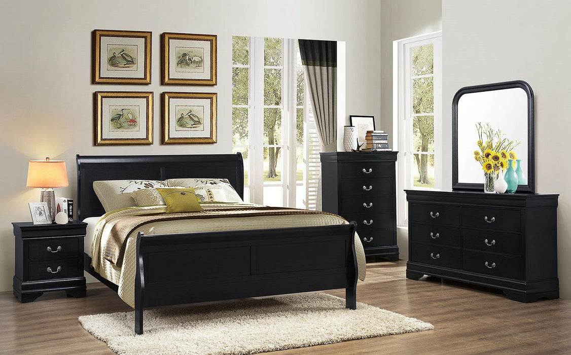 Galaxy Home Louis Phillipe Full Sleigh Bed in Black GHF-808857932235
