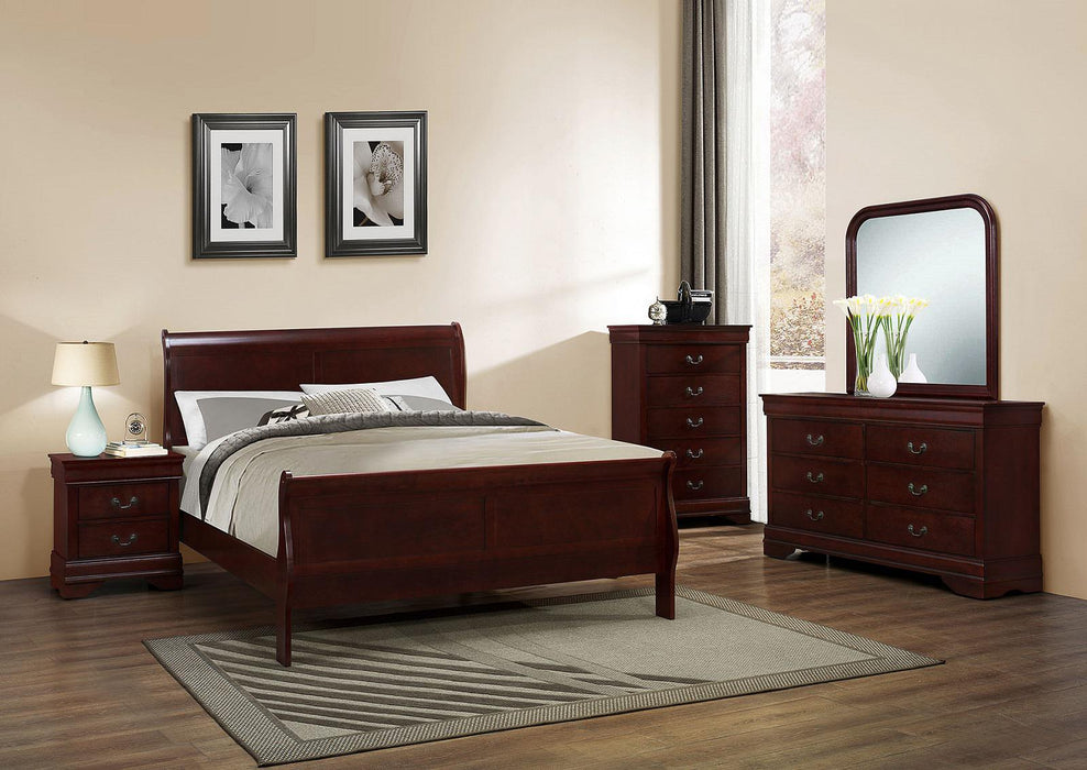 Galaxy Home Louis Phillipe Queen Sleigh Bed in Cherry GHF-808857744869