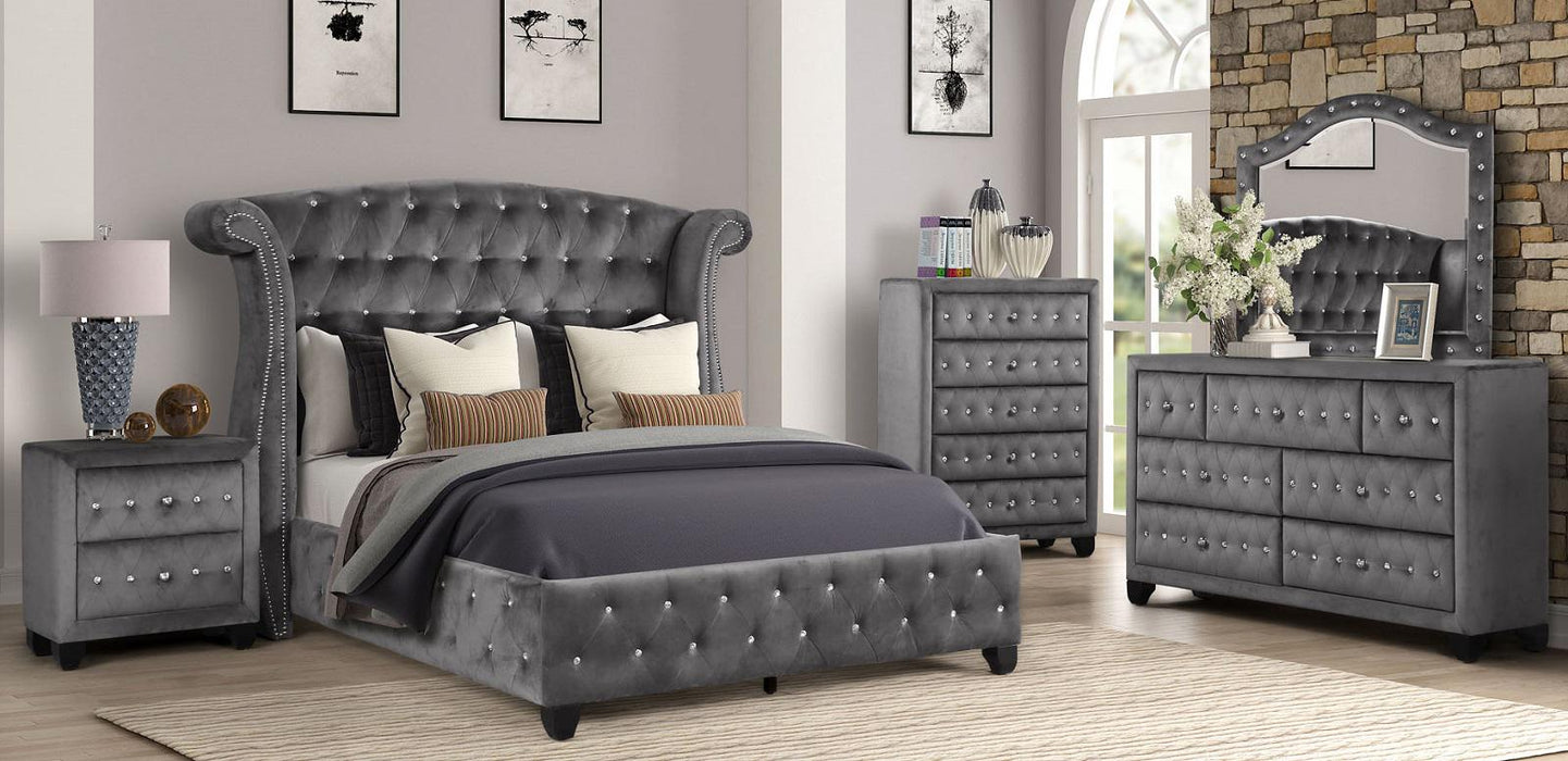 Galaxy Home Sophia King Upholstered Bed in Gray GHF-733569352944