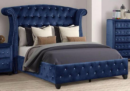 Galaxy Home Sophia Queen Upholstered Bed in Blue GHF-733569287789 image