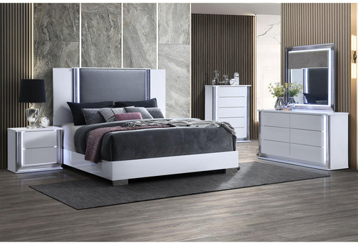 YLIME SMOOTH WHITE KING BED GROUP WITH VANITY SET image