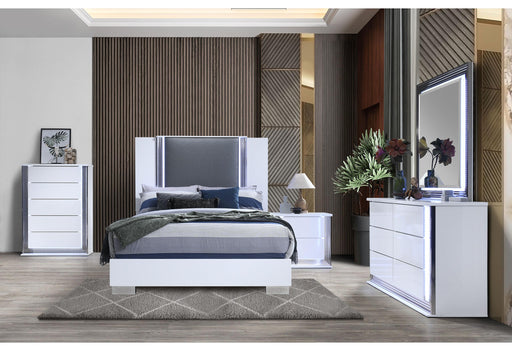 YLIME SMOOTH WHITE QUEEN BED GROUP WITH VANITY SET image