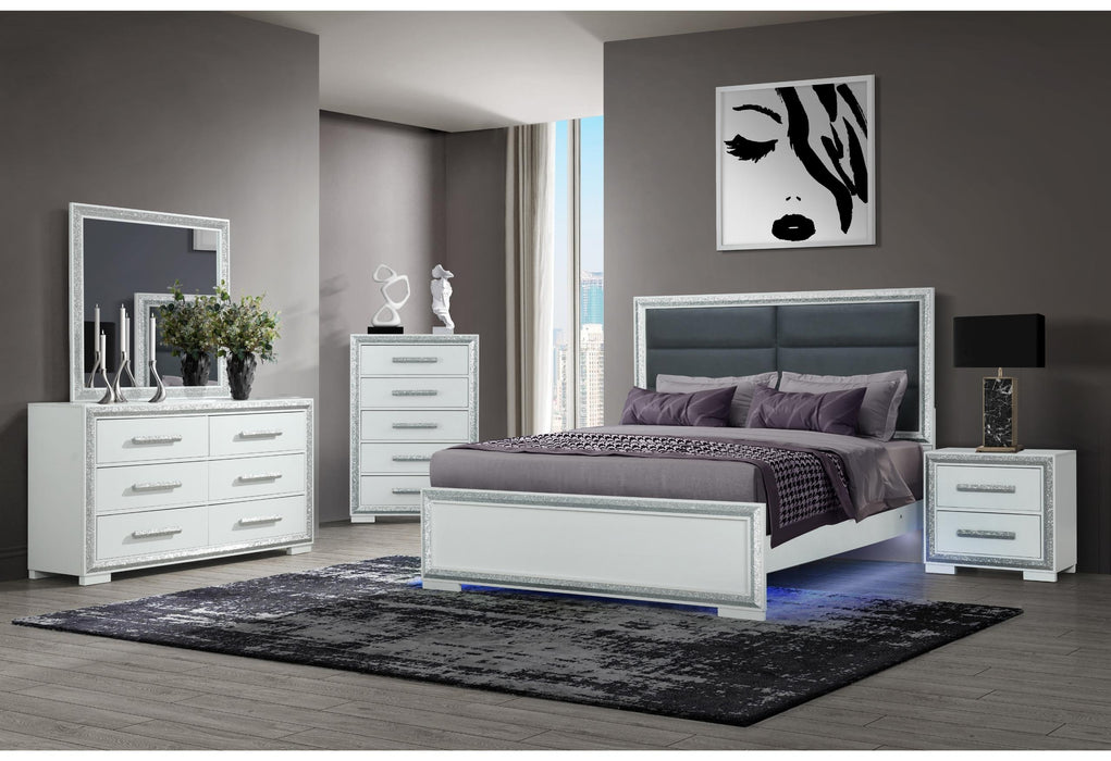 ANDROS SILVER KING BED GROUP W/LED image