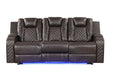 Galaxy Home Benz LED & Power Reclining Sofa in Brown image