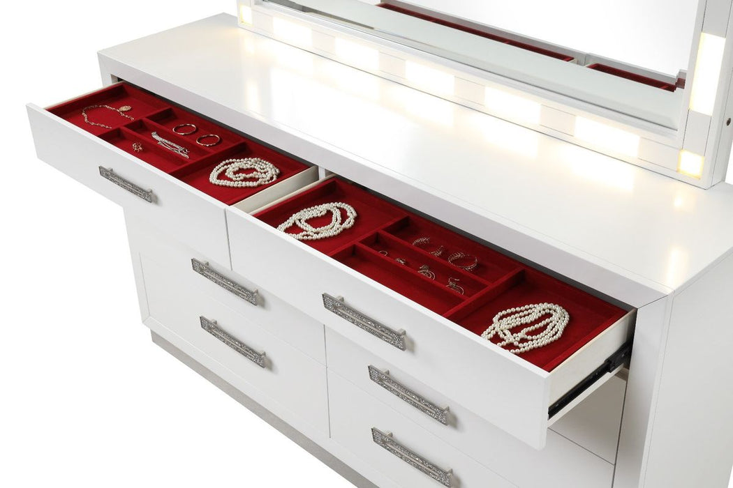 Galaxy Home Coco 8 Drawer Dresser in Milky White