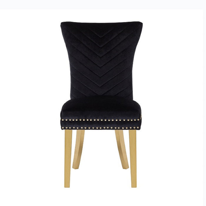 Galaxy Home Eva Gold Legs Dining Chair (Set of 2) in Black