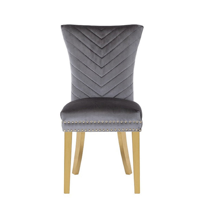 Galaxy Home Eva Gold Legs Dining Chair (Set of 2) in Grey