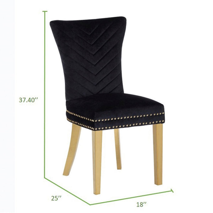 Galaxy Home Eva Gold Legs Dining Chair (Set of 2) in Black