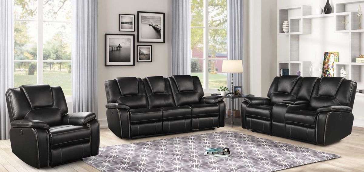 Galaxy Home Hong Kong Power Reclining Loveseat in Black