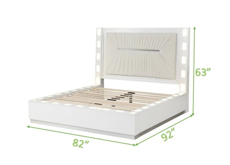 Galaxy Home Coco King Size Bed in Milky White