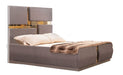 Galaxy Home Lorenzo Gold Detailed Tufted Upholstery Queen Bed in Grey image