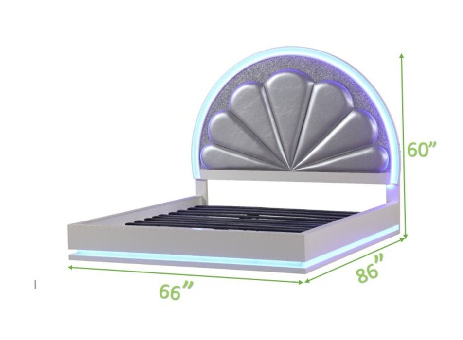 Galaxy Home Perla Queen Bed in Milky White