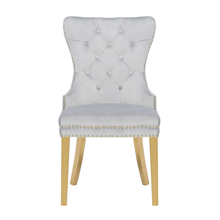 Galaxy Home Simba Gold Legs Dining Chair (Set of 2) in Silver