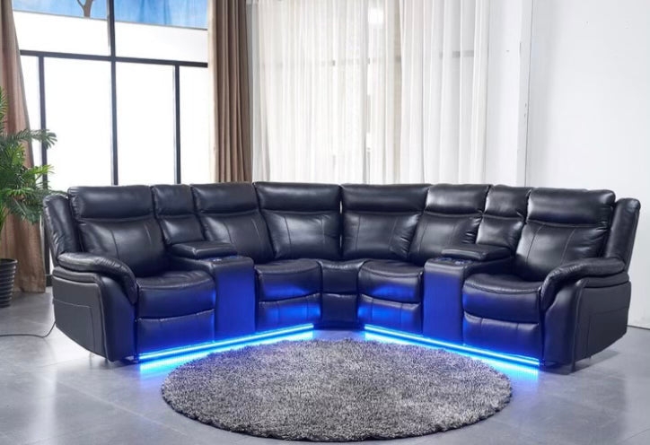 FD412 3 Piece Leather Power Sectional