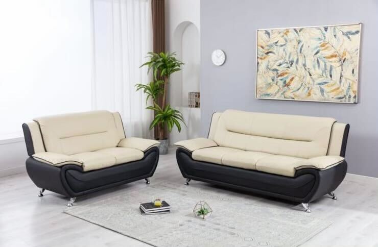 New York Beige & Black Livingroom Set